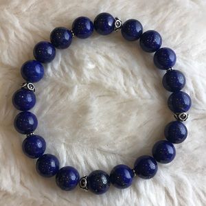 Handmade Blue Lapis Lazuli Stretch Unisex Bracelet